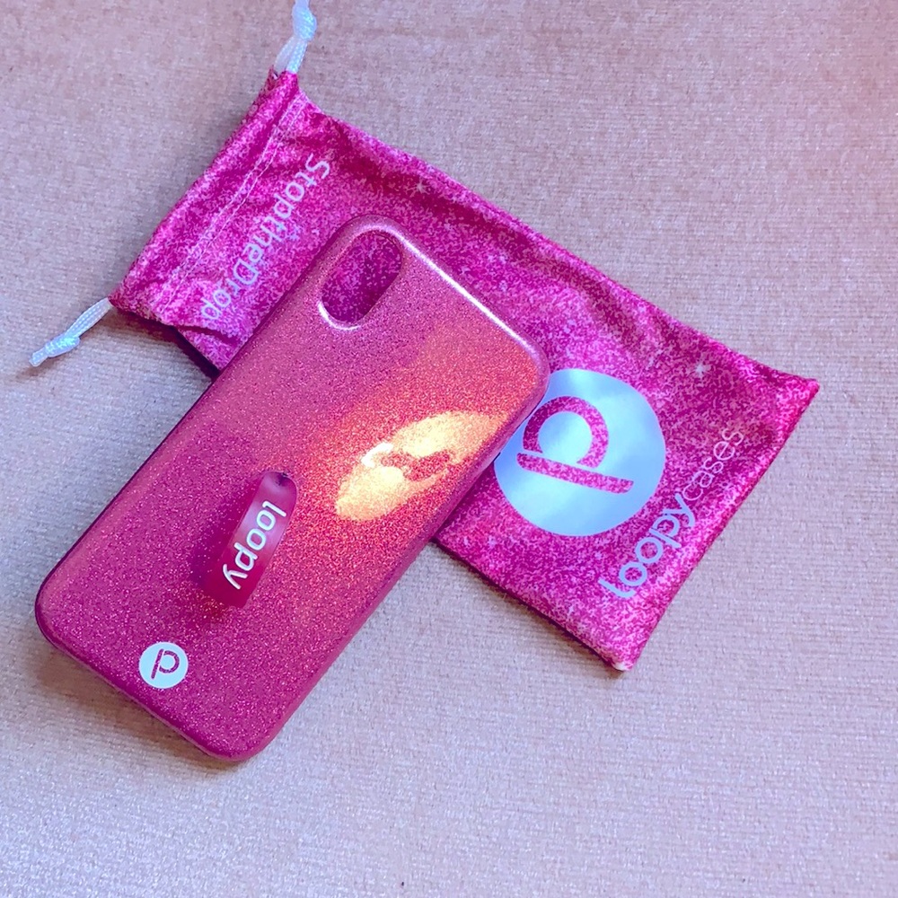 Pink sparkle Loopy Case XR with bag!